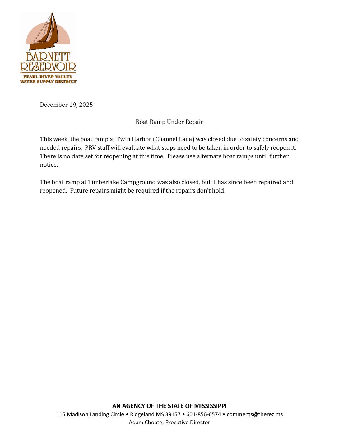 Twin Harbor boat ramp under repair