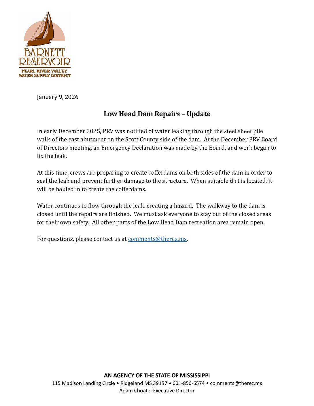 Low Head Dam update.