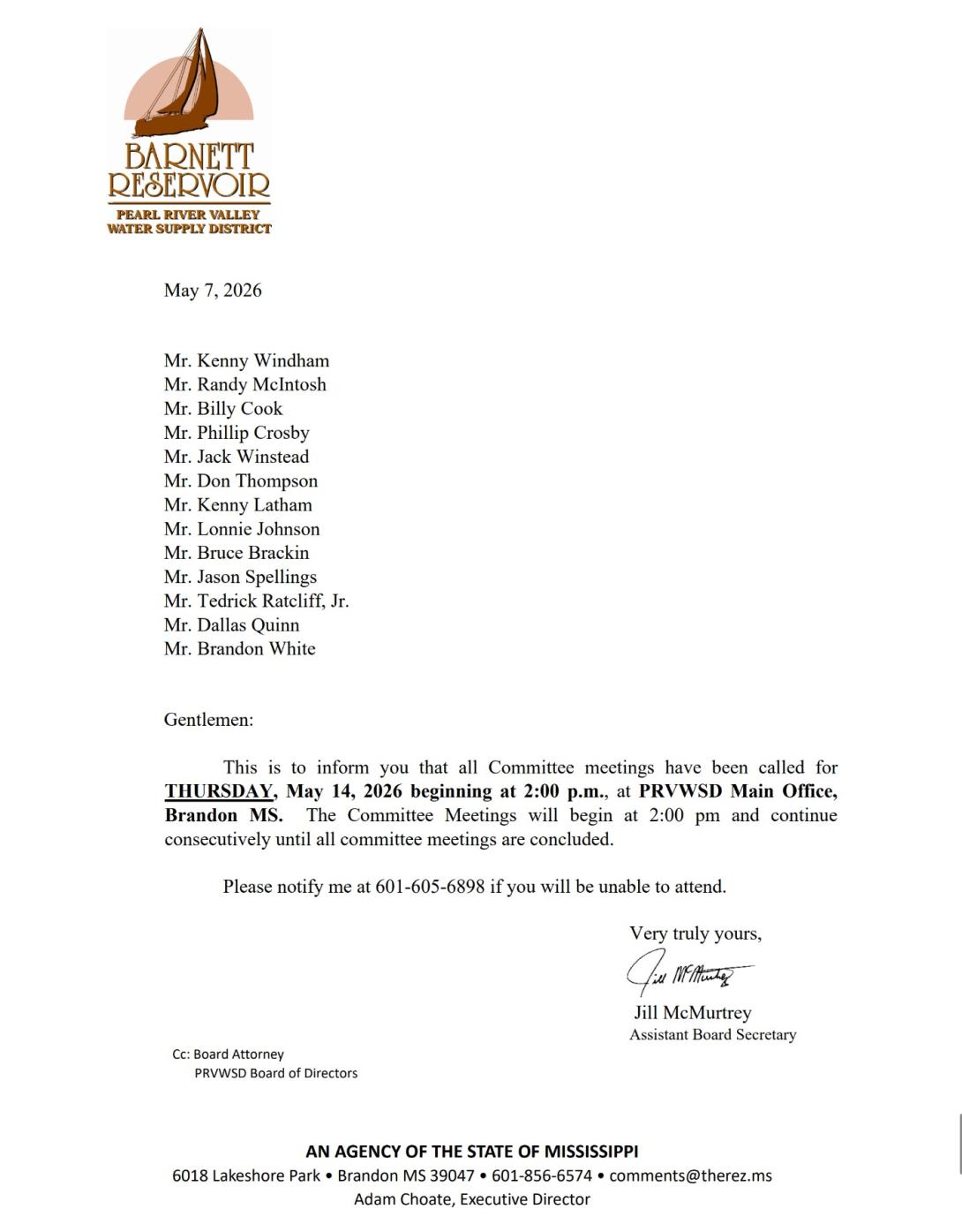 Call Letter for May 2026 Committee Meetings